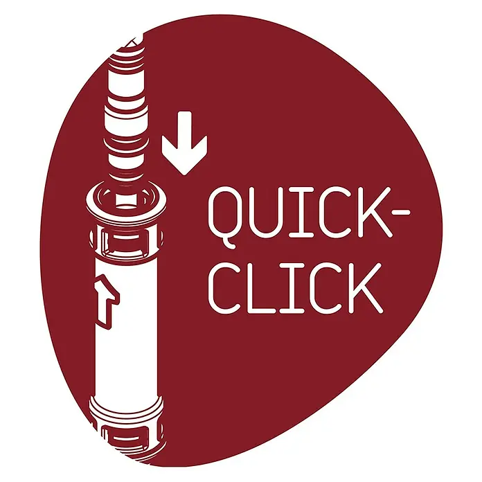 Camargue Spültischarmatur Montreal - Höhe: 277 mm, Schwarz, Matt - Illustration des "Quick-Click"-Systems eines Produkts, das eine einfache und schnelle Montage durch Aufstecken ermöglicht.