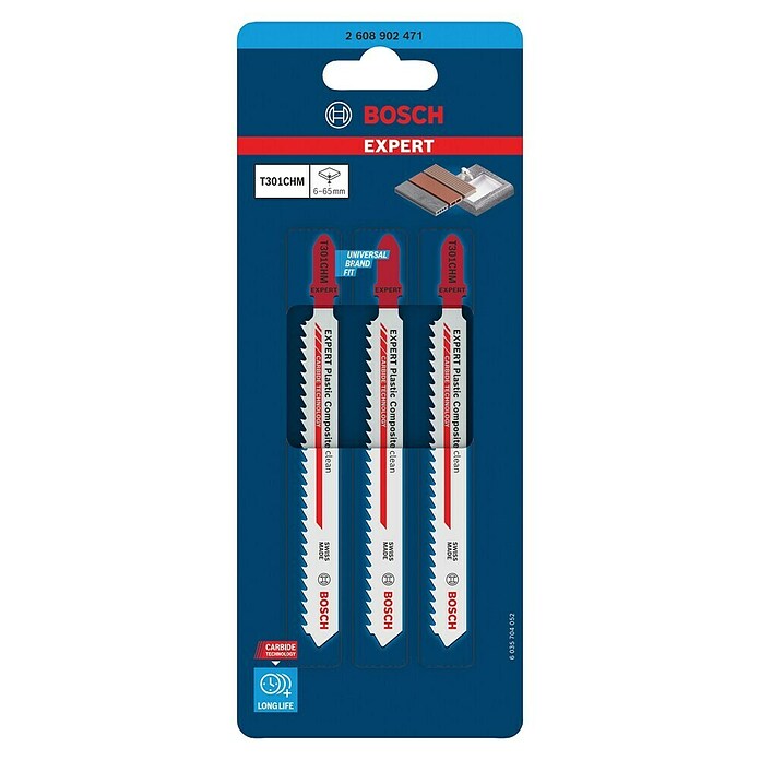 Bosch Expert List vbodne žage Plastic Composites Clean T301CHM  (T-gred, 3 kos) | Listi za vbodne žage | Listi za žage | Vodila in pribor za žage | Dodatna oprema za stroje | Orodja in stroji | Izdelki | BAUHAUS