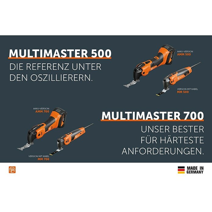 Fein AMPShare 18V Multiherramienta de batería AMM 500 Plus (18 V, 2 baterías, 2 Ah, Número de oscilaciones marcha en vacío: 11.000 /min - 18.500 /min) | BAUHAUS