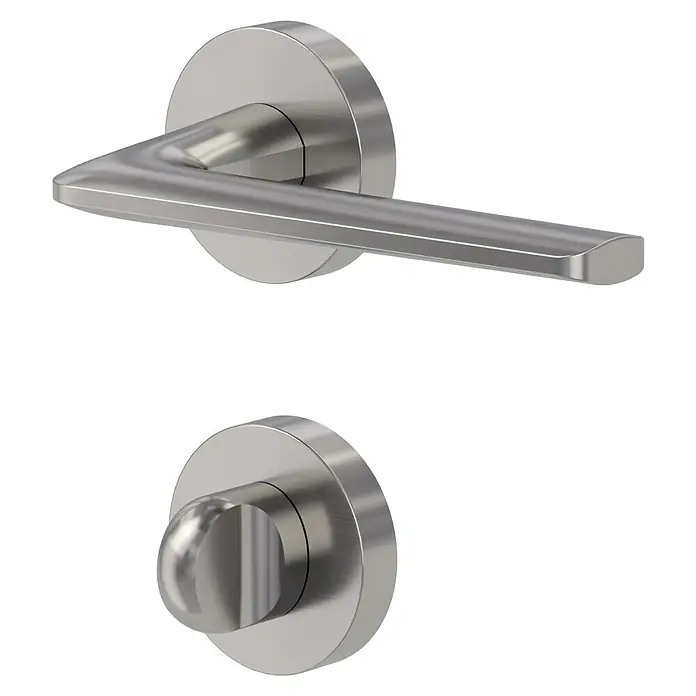 Diamond Doors Zimmertürgarnitur Roswell - WC-Schloss, Eckig, Zink, Samtgrau - Türgriff und WC-Verriegelung aus satiniertem Edelstahl. Eleganz und Funktionalität für moderne Inneneinrichtung.