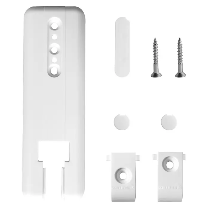Schellenberg Abdeckplatte Flexo - B x H: 64 x 203 mm, Lochabstand: 105 mm - 160 mm, Gurtbreite: 23 mm - Schellenberg Insektenschutzrollo-Zubehör für Fenster, inklusive Schrauben und Abdeckkappen, zur Montage des Rollos.