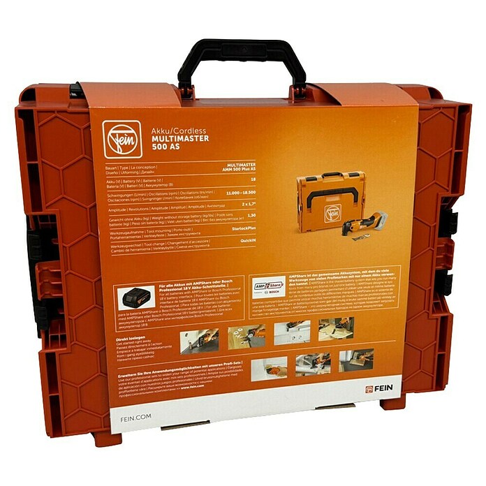 Fein AMPShare 18V Multiherramienta de batería AMM 500 Plus AS (18 V, Sin batería, Número de oscilaciones marcha en vacío: 11.000 /min - 18.500 /min) | BAUHAUS