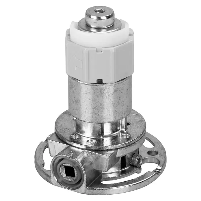 Schellenberg Winkelgetriebe - Geeignet für: Rollladen-Maxi/Mini-Systeme, Durchmesser: 75 mm - Nahaufnahme einer Kartusche für Wasserhähne, bestehend aus Metall und Kunststoff, für Sanitäranwendungen.