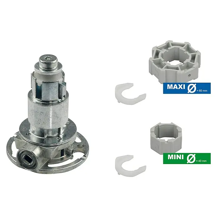 Schellenberg Winkelgetriebe - Geeignet für: Rollladen-Maxi/Mini-Systeme, Durchmesser: 75 mm - Ein Rollladenmotor mit Zubehör für verschiedene Rolladengrößen, inklusive Maxi- und Mini-Varianten.