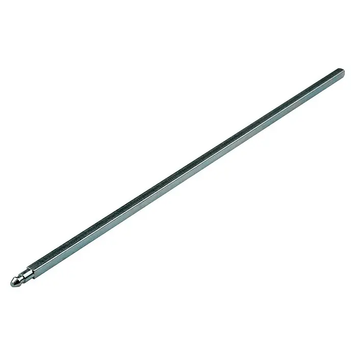 Schellenberg Vierkantstift - L x B: 330 x 6 mm, Geeignet für: Kurbelbetriebene Rollläden - Nahaufnahme eines Metallstabs mit rauer Oberfläche und spitzer Spitze. Er ist ideal für präzise Arbeiten und bietet guten Halt.