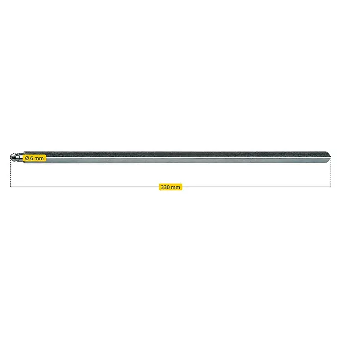 Schellenberg Vierkantstift - L x B: 330 x 6 mm, Geeignet für: Kurbelbetriebene Rollläden - Bild einer Stabschleifer mit den Maßen Ø 6 mm und 330 mm.