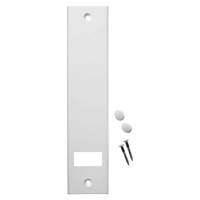 Schellenberg Abdeckplatte - Lochabstand: 215 mm, Gurtbreite: 23 mm - Eine weiße, längliche Abdeckung für ein Smart-Home-System mit Zubehör zur einfachen Montage. Ideal für moderne Wohnräume.