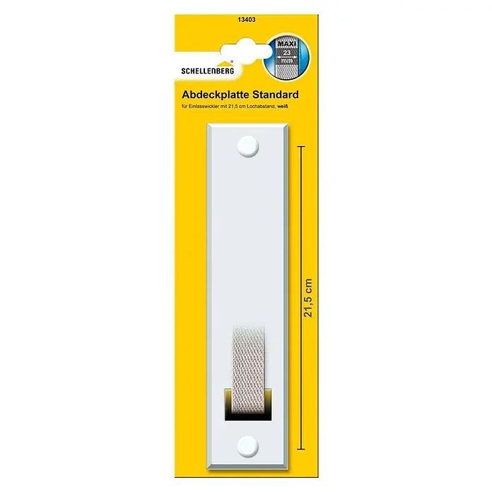 Schellenberg Abdeckplatte - Lochabstand: 215 mm, Gurtbreite: 23 mm - Abdeckplatte Standard von Schellenberg für Einlasswickler mit 21,5 cm Lochabstand, weiss, geeignet für max. 23 mm breite Gurtbänder.