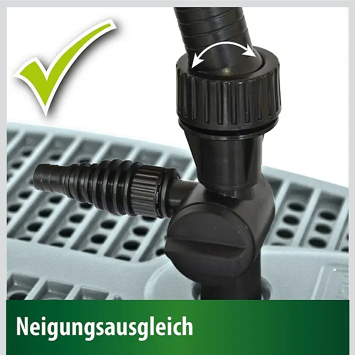 Heissner Durchlauffilter-Set - 33 W, Teichgröße: 8.000 l - Neigungsausgleich für Produkte, das für Stabilität sorgt und eine einfache Anpassung ermöglicht.