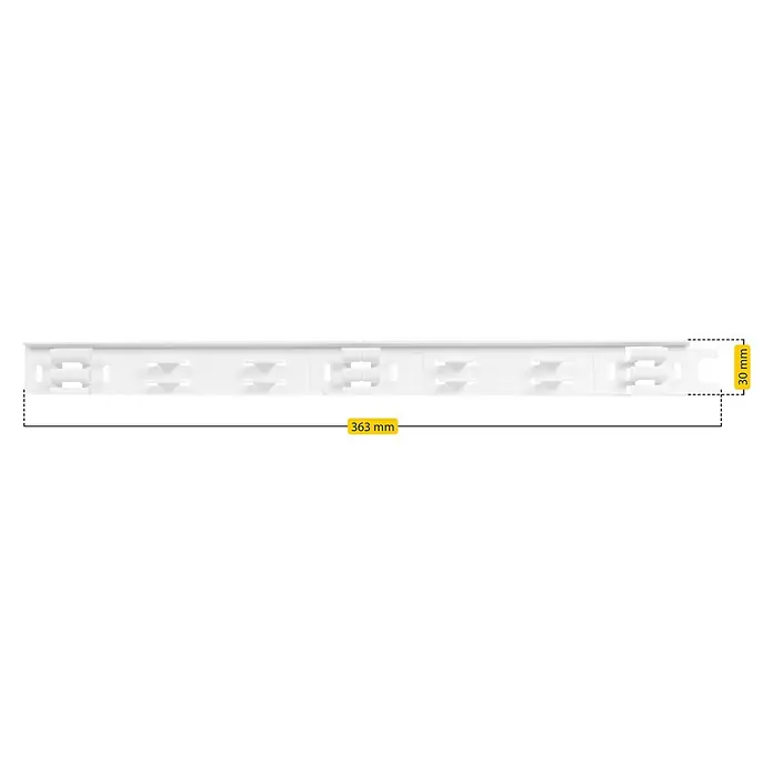 Schellenberg Kabelkanal System M Starterset - L x B x H: 2.100 x 35 x 15 mm, Weiß - Abbildung eines weißen Hängeschrankes mit einer Länge von 363 mm und einer Höhe von 30 mm für mehr Stauraum und Ordnung.