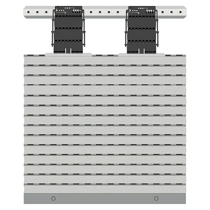Schellenberg Hochschiebesicherung - 2 Stk., Geeignet für: Rollladen-Maxi/Mini-Systeme - Abbildung eines Rollladensystems, das die Struktur, das Design und die Montagekomponenten dieses spezifischen Rollladenprodukts hervorhebt.