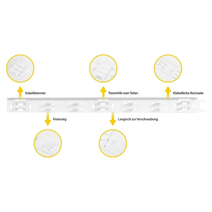 Schellenberg Kabelkanal System M Starterset - L x B x H: 2.100 x 35 x 15 mm, Weiß - Kabelkanal mit Kabelklammern, Trennhilfe, Klebefläche und Langloch zur Verschraubung für eine saubere Kabelführung.