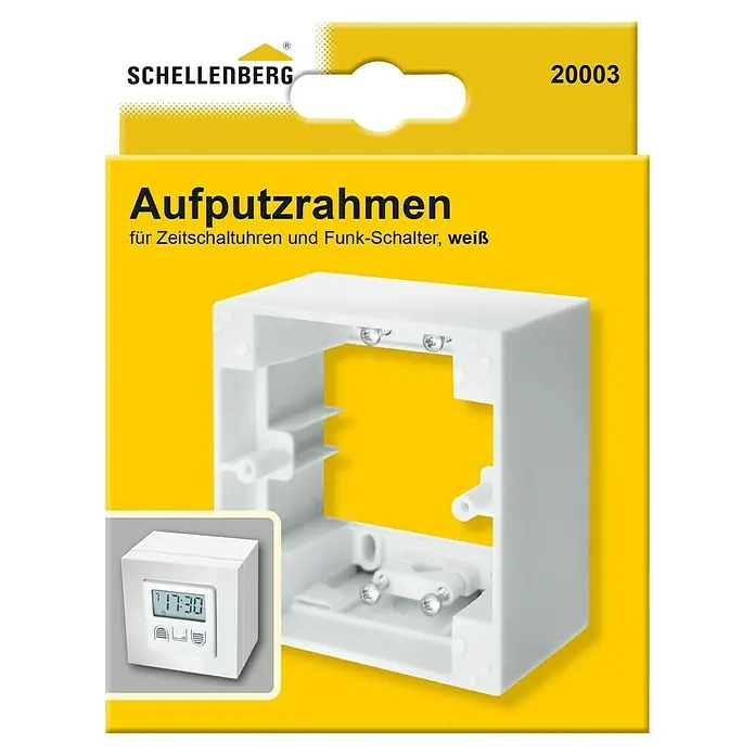Schellenberg Aufputzrahmen - 39 x 82 x 82 mm, Weiß - Produktbild: Schellenberg Aufputzrahmen für Zeitschaltuhren und Funkschalter, weiß.