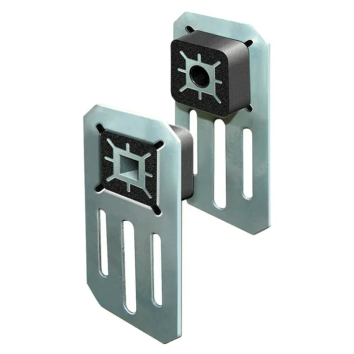 Schellenberg Wandlager Leiselauf Komfort - 2 Stk. - Zwei Metallhalterungen mit quadratischen Schaumstoffpolstern. Ideal für die sichere Befestigung und Dämpfung verschiedener Gegenstände.
