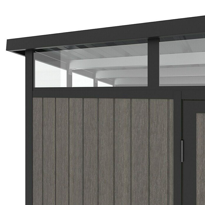 Gerätehaus 11x7 (Außenmaß inkl. Dachüberstand (B x T): 360 x 225,6 cm, Verbundwerkstoff, Silver Gray) | BAUHAUS