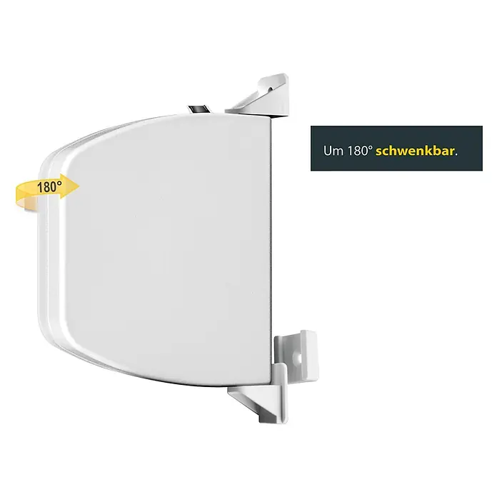 Schellenberg Aufschraubwickler Flexo - 140 x 25 x 165 mm, Geeignet für: Rollladen-Mini-Systeme, Weiß - Das Bild zeigt eine schwenkbare Halterung, die um 180° drehbar ist, um flexible Anpassungen zu ermöglichen.