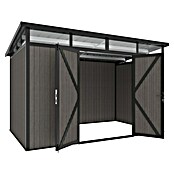 Gerätehaus 11x7 (Außenmaß inkl. Dachüberstand (B x T): 360 x 225,6 cm, Verbundwerkstoff, Silver Gray) | BAUHAUS
