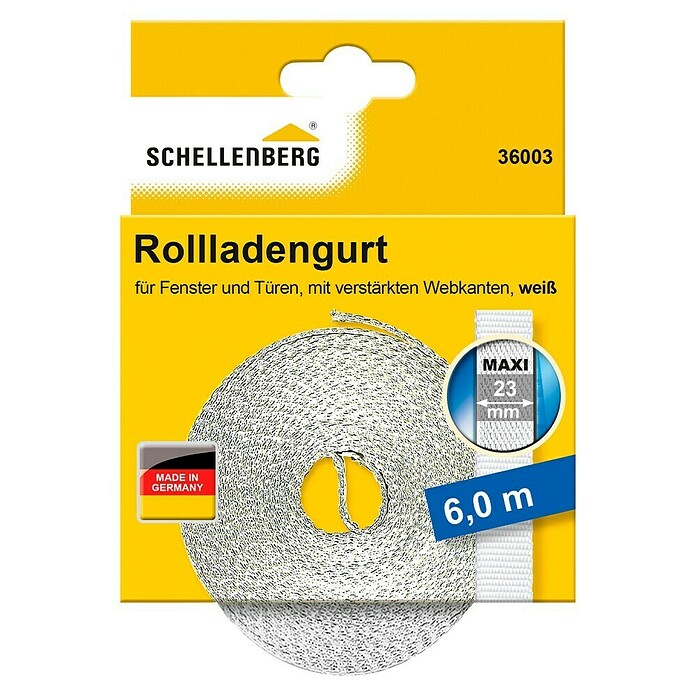 Schellenberg Rollladengurt (Weiß, L x H: 6 m x 1,3 mm, Gurtbreite: 23 mm)