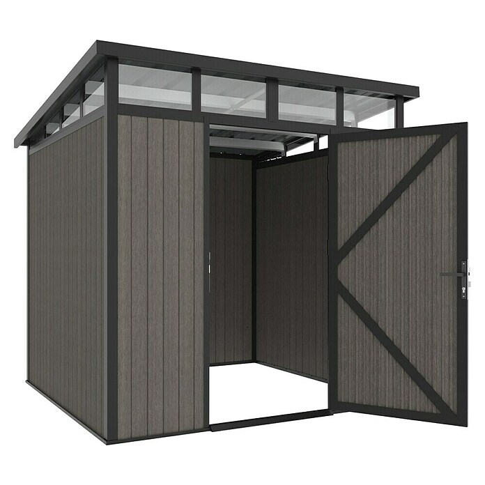 Gerätehaus 7x7 (Außenmaß inkl. Dachüberstand (B x T): 237 x 225,6 cm, Verbundwerkstoff, Silver Gray) | BAUHAUS