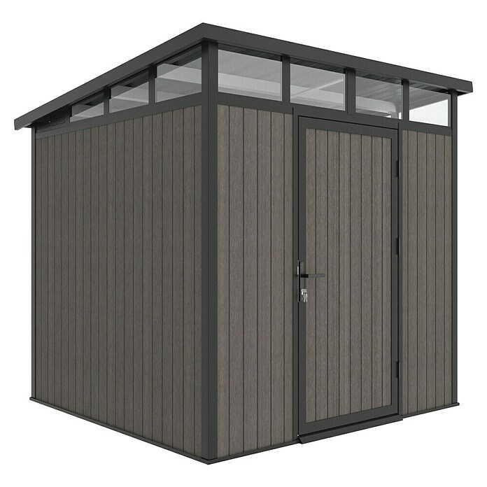 Gerätehaus 7x7 (Außenmaß inkl. Dachüberstand (B x T): 237 x 225,6 cm, Verbundwerkstoff, Silver Gray) | BAUHAUS