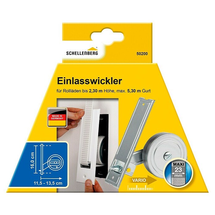 Schellenberg Einlasswickler (Lochabstand: 160 mm, Gurtbreite: 23 mm, Max. Gurtlänge: 5,3 m)