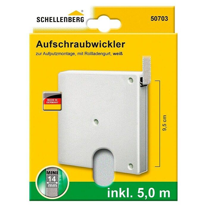 Schellenberg Aufschraubwickler (120 x 22 x 120 mm, Geeignet für: Rollladen-Mini-Systeme, Weiß)