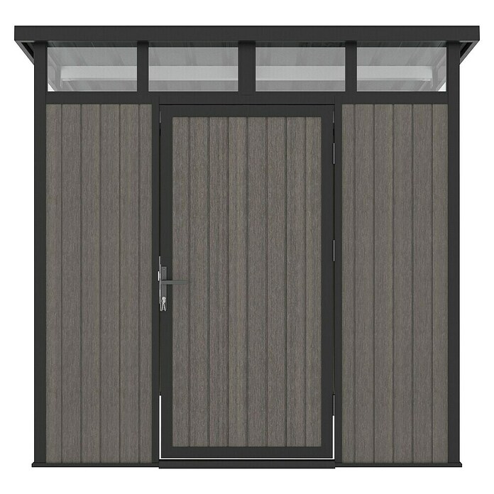 Gerätehaus 7x7 (Außenmaß inkl. Dachüberstand (B x T): 237 x 225,6 cm, Verbundwerkstoff, Silver Gray) | BAUHAUS