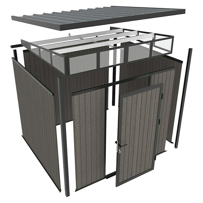 Gerätehaus 7x7 (Außenmaß inkl. Dachüberstand (B x T): 237 x 225,6 cm, Verbundwerkstoff, Silver Gray) | BAUHAUS