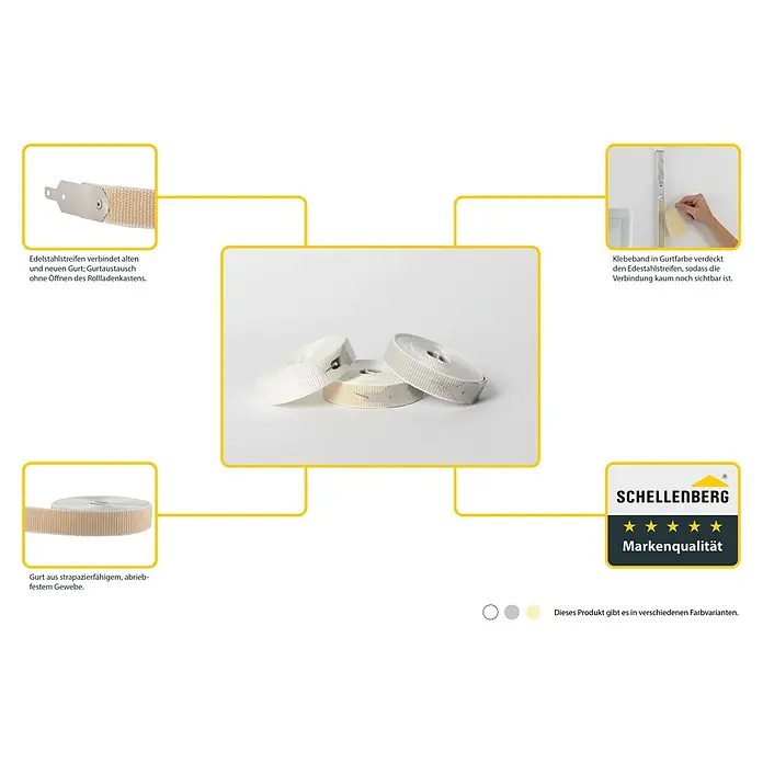 Schellenberg Gurtfix Maxi - Länge: 4,3 cm, Gurtbreite: 23 mm, Grau - Rolladen-Gurtverbinder-Set: Edelstahlstreifen verbinden alten und neuen Gurt. Austausch ohne Kastenöffnung. Strapazierfähiges Gewebe in verschiedenen Farben.