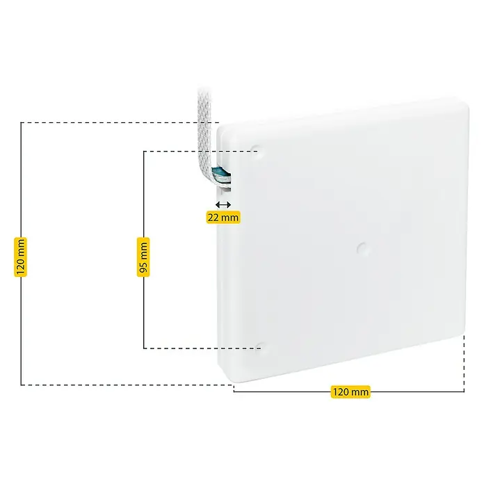 Schellenberg Aufschraubwickler Mini - 120 x 22 x 120 mm, Geeignet für: Rollladen-Mini-Systeme, Weiß - Maßangaben für eine weiße Jalousie: 120 mm Höhe, 120 mm Länge und 22 mm Dicke.