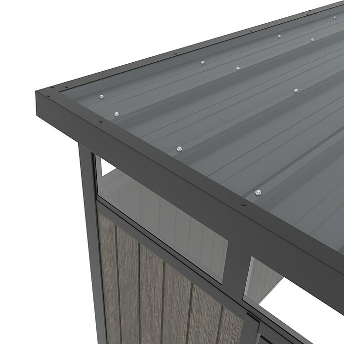 Gerätehaus 7x7 (Außenmaß inkl. Dachüberstand (B x T): 237 x 225,6 cm, Verbundwerkstoff, Silver Gray) | BAUHAUS