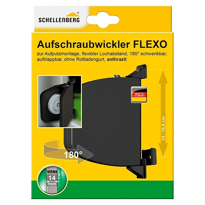 Schellenberg Aufschraubwickler (140 x 25 x 165 mm, Geeignet für: Rollladen-Mini-Systeme, Anthrazit)