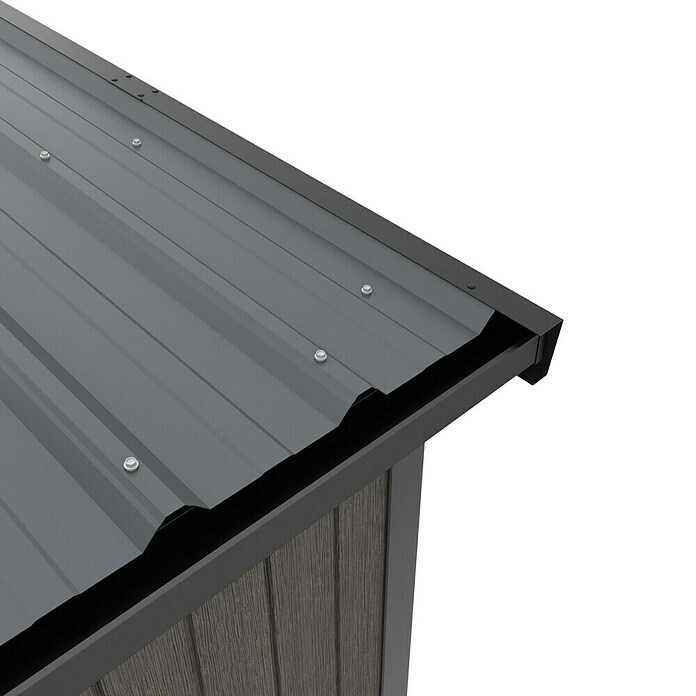 Gerätehaus 7x7 (Außenmaß inkl. Dachüberstand (B x T): 237 x 225,6 cm, Verbundwerkstoff, Silver Gray) | BAUHAUS