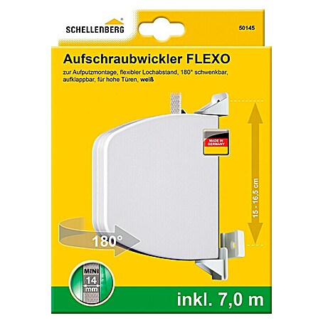 Schellenberg Aufschraubwickler Flexo (150 x 25 x 190 mm, Geeignet für: Rollladen-Mini-Systeme, Weiß)