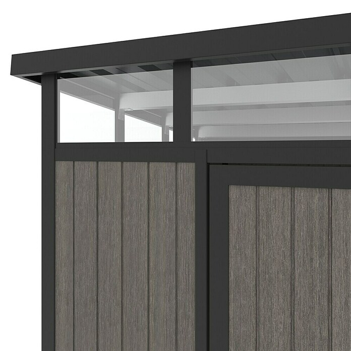 Gerätehaus 7x7 (Außenmaß inkl. Dachüberstand (B x T): 237 x 225,6 cm, Verbundwerkstoff, Silver Gray) | BAUHAUS