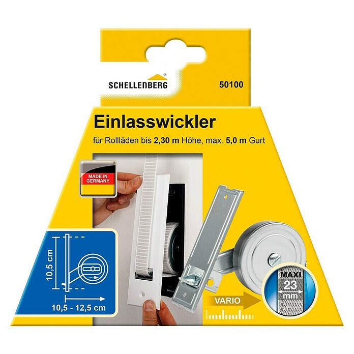 Schellenberg Einlasswickler (Lochabstand: 105 mm, Gurtbreite: 23 mm, Max. Gurtlänge: 5 m)