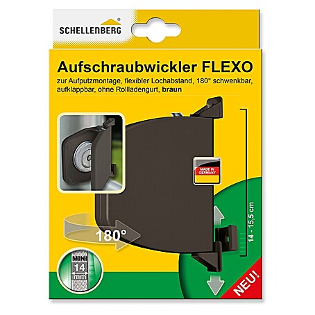 Schellenberg Aufschraubwickler Flexo (140 x 25 x 165 mm, Geeignet für: Rollladen-Mini-Systeme, Braun)