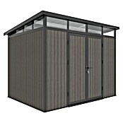 Gerätehaus 9x7 (Außenmaß inkl. Dachüberstand (B x T): 300 x 225,6 cm, Verbundwerkstoff, Silver Gray) | BAUHAUS