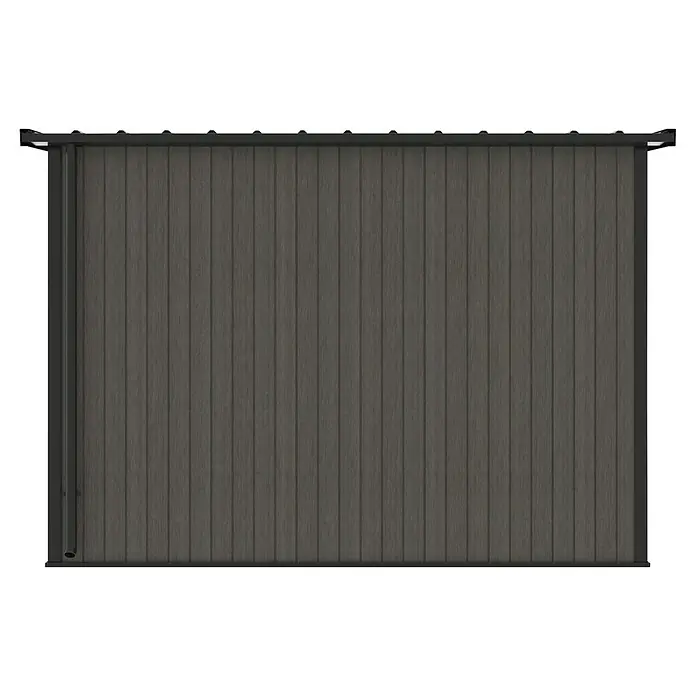 Gerätehaus 9x7 - Außenmaß inkl. Dachüberstand (B x T): 300 x 225,6 cm, Verbundwerkstoff, Silver Gray - Ein Rollladen aus Holz mit einem Rahmen, ideal für den Schutz vor Sonne und Einblicken.