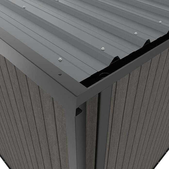Gerätehaus 7x7 (Außenmaß inkl. Dachüberstand (B x T): 237 x 225,6 cm, Verbundwerkstoff, Silver Gray) | BAUHAUS