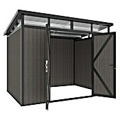 Gerätehaus 9x7 (Außenmaß inkl. Dachüberstand (B x T): 300 x 225,6 cm, Verbundwerkstoff, Silver Gray) | BAUHAUS