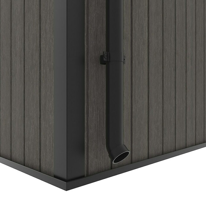 Gerätehaus 11x7 (Außenmaß inkl. Dachüberstand (B x T): 360 x 225,6 cm, Verbundwerkstoff, Silver Gray) | BAUHAUS