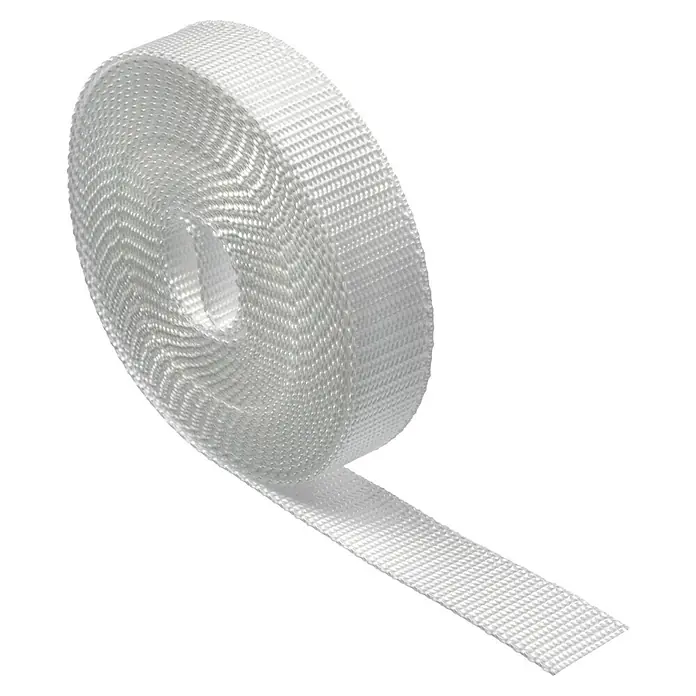 Schellenberg Rollladengurt Maxi - Weiß, Länge: 6 m, Gurtbreite: 23 mm - Bild einer Rolle hitzebeständigen Glasfaserbandes, ideal für Anwendungen, die thermische Isolierung erfordern.