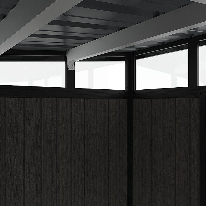 Gerätehaus 7x7 (Außenmaß inkl. Dachüberstand (B x T): 237 x 225,6 cm, Verbundwerkstoff, Silver Gray) | BAUHAUS