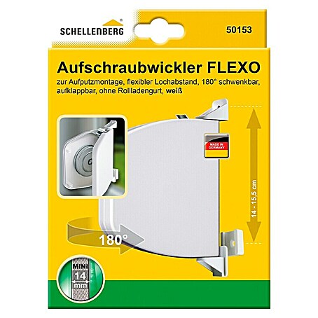 Schellenberg Aufschraubwickler Flexo (140 x 25 x 165 mm, Geeignet für: Rollladen-Mini-Systeme, Weiß)