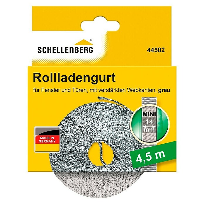 Schellenberg Rollladengurt (Grau, Länge: 4,5 m, Gurtbreite: 14 mm)