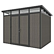 Gerätehaus 9x7 (Außenmaß inkl. Dachüberstand (B x T): 300 x 225,6 cm, Verbundwerkstoff, Silver Gray) | BAUHAUS