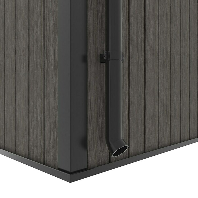 Gerätehaus 9x7 (Außenmaß inkl. Dachüberstand (B x T): 300 x 225,6 cm, Verbundwerkstoff, Silver Gray) | BAUHAUS