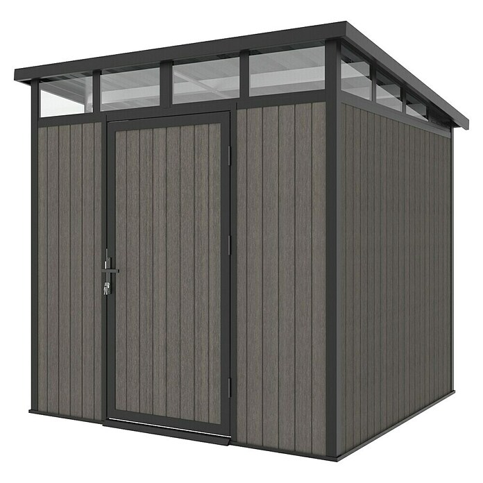 Gerätehaus 7x7 (Außenmaß inkl. Dachüberstand (B x T): 237 x 225,6 cm, Verbundwerkstoff, Silver Gray) | BAUHAUS