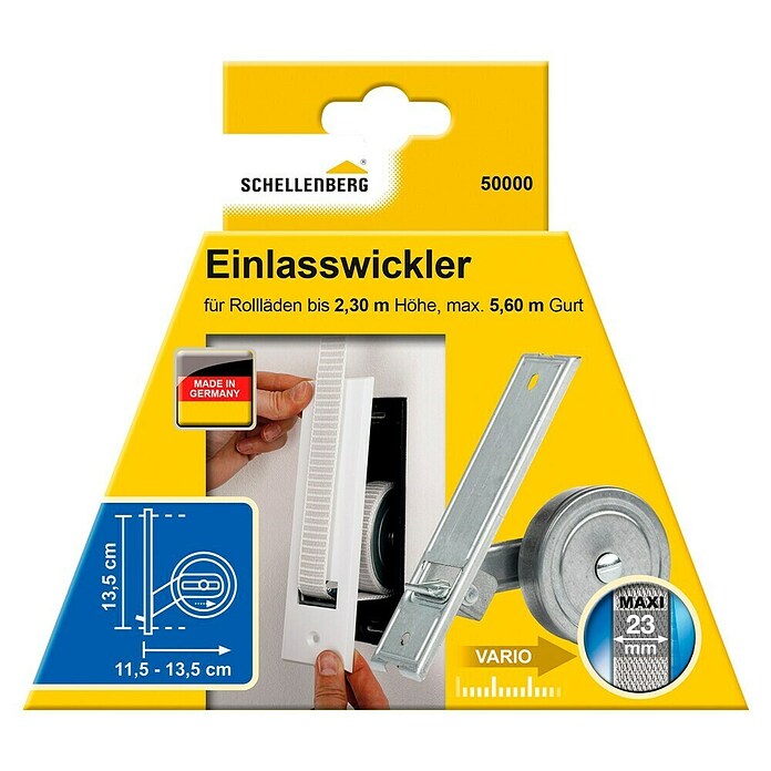 Schellenberg Einlasswickler (Lochabstand: 135 mm, Gurtbreite: 23 mm, Max. Gurtlänge: 5,6 m)